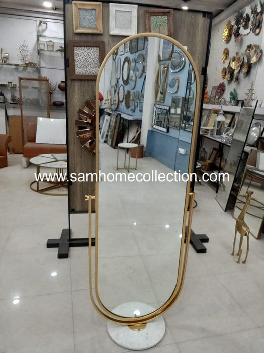 Adjustable Gold Flip Full Length Floor Standing Mirror with Marble Base| Floor Mirrors