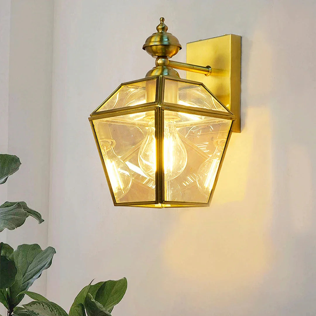 Victorian Brass Trapezoid Wall Sconce