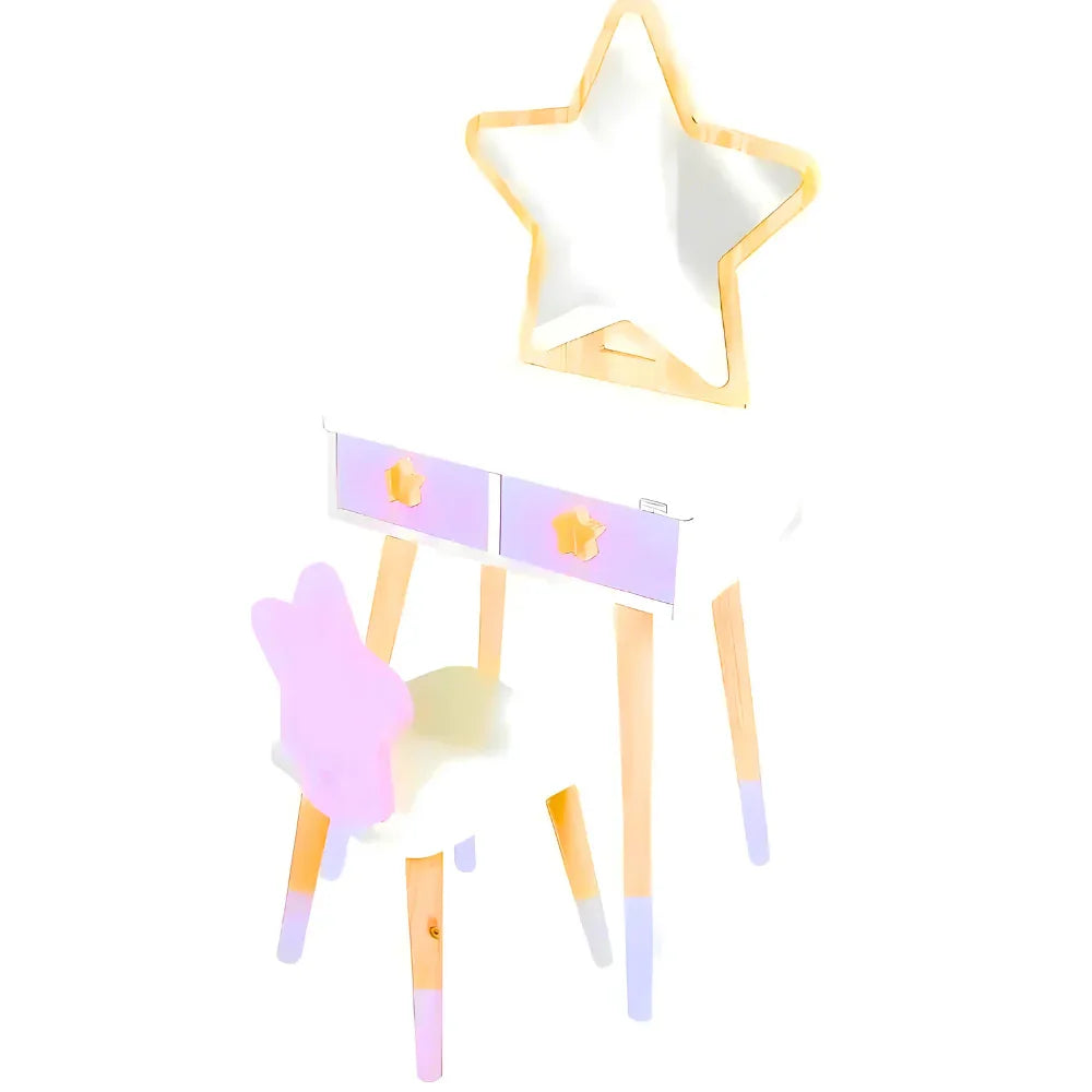 Children’s Dressing Table with Chair and Star Mirror for Kids