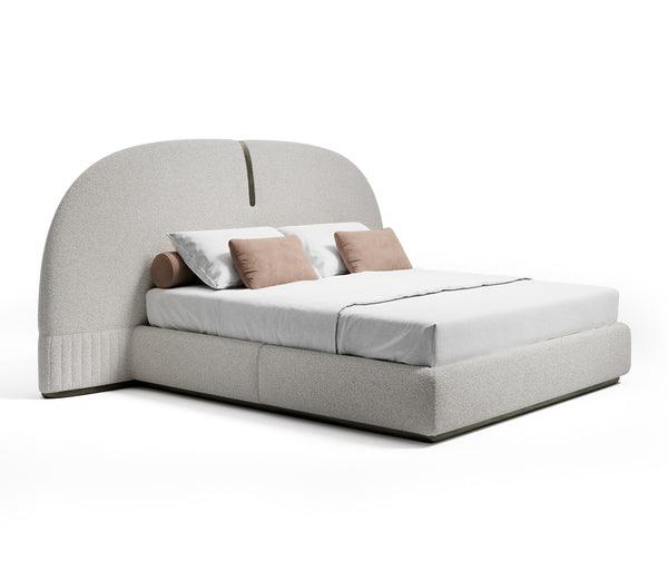 Half Moon Upholstered Bed Italian Design In Grey Color