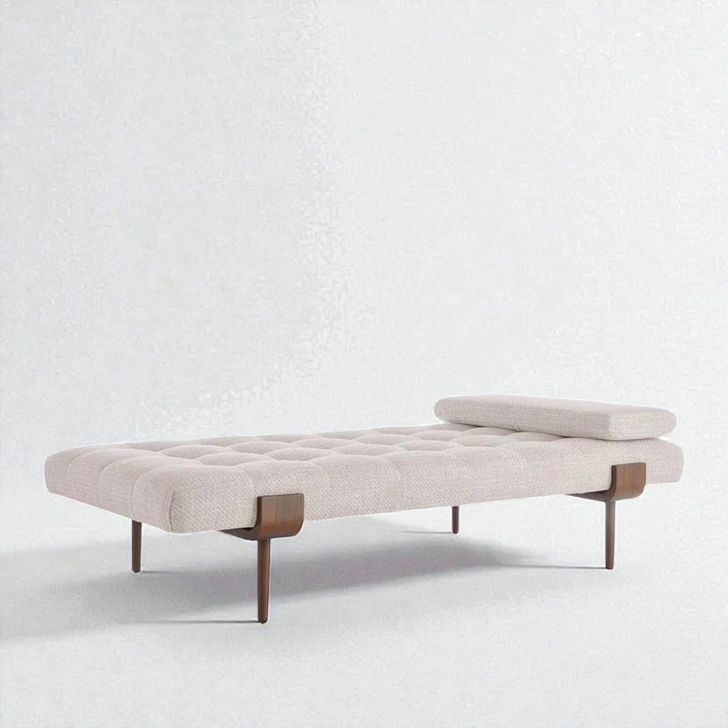 Alderic Solid Teak Wood & Fabric Upholstery Daybed/Chaise