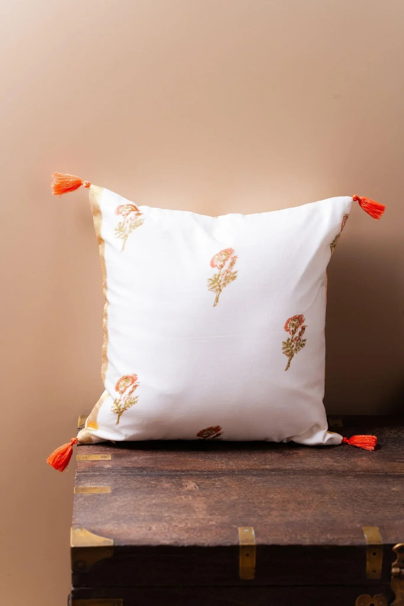 Whispers of Chanderi Collection - Floral Elegance Chanderi Silk Cushion Covers