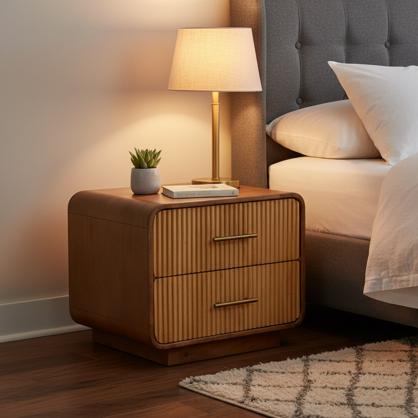 Linn Bedside Table | Mango Wood and Mango Veneer