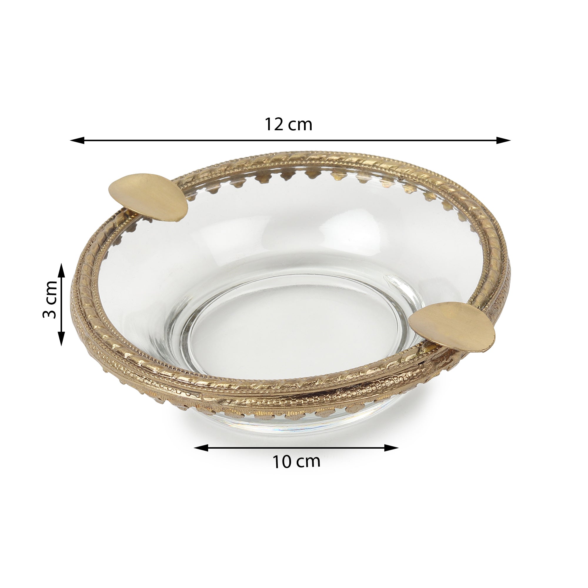 Crystal Ashtray with Brass Accent | Designer Ashtray for Home Décor