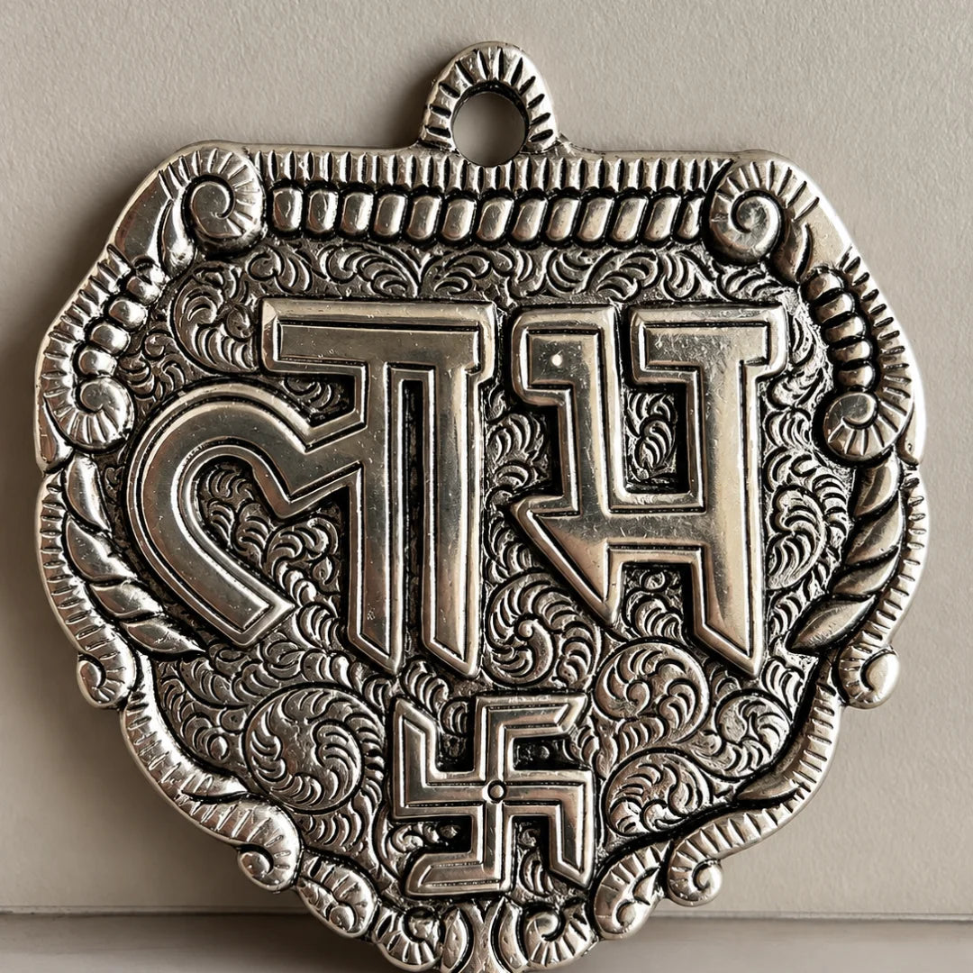 Silver Plated Palm Shape Shubh Labh