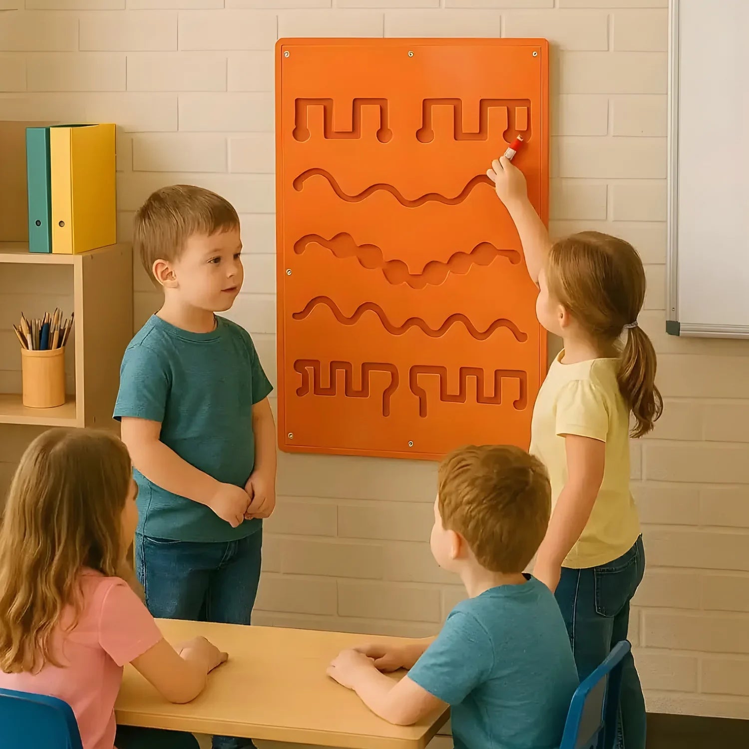 Wall Toy Orange Ball Game Zigzag Line Non-Toxic Gaming Toy