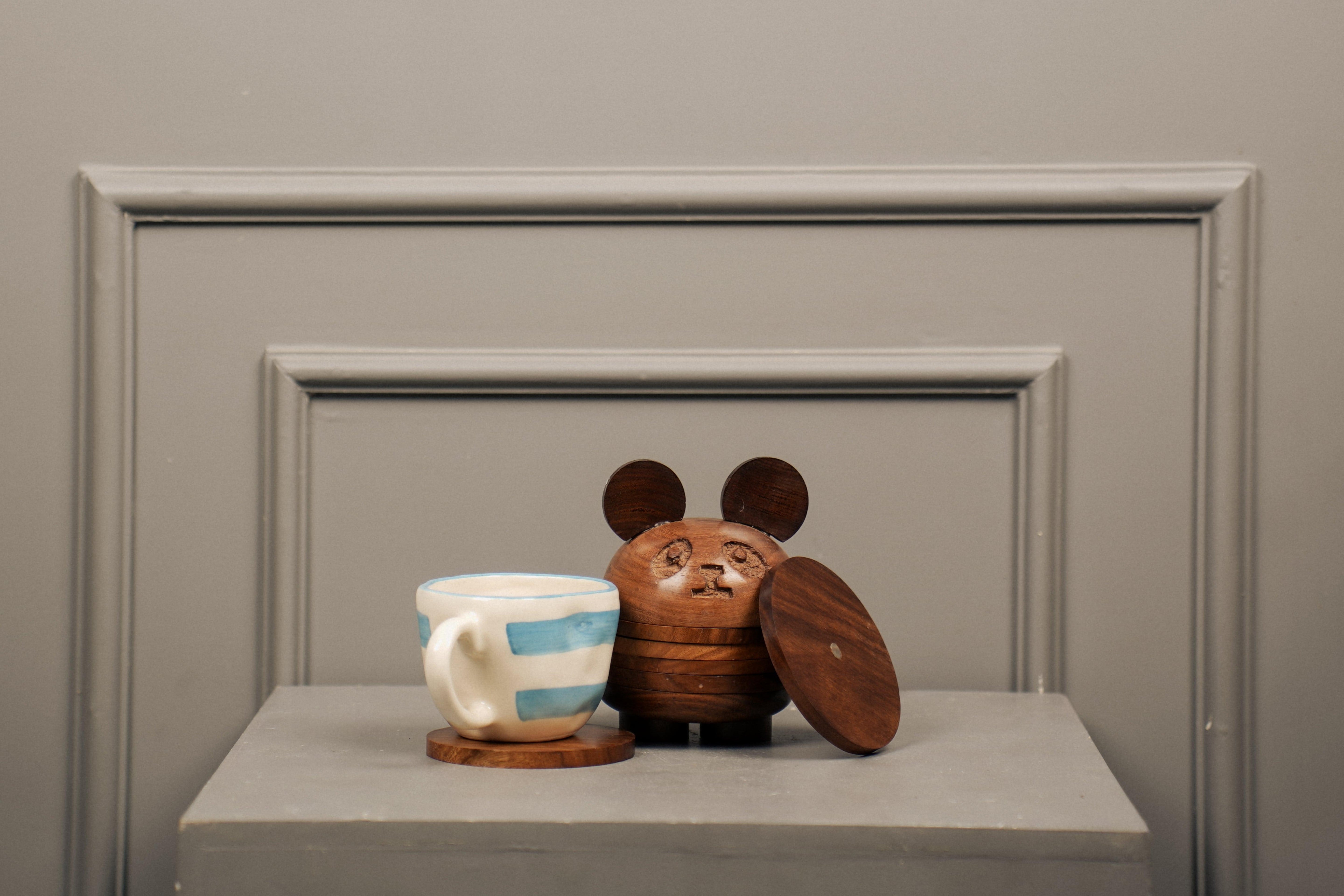 Handcrafted Wooden Panda Coaster ( Set of 6)