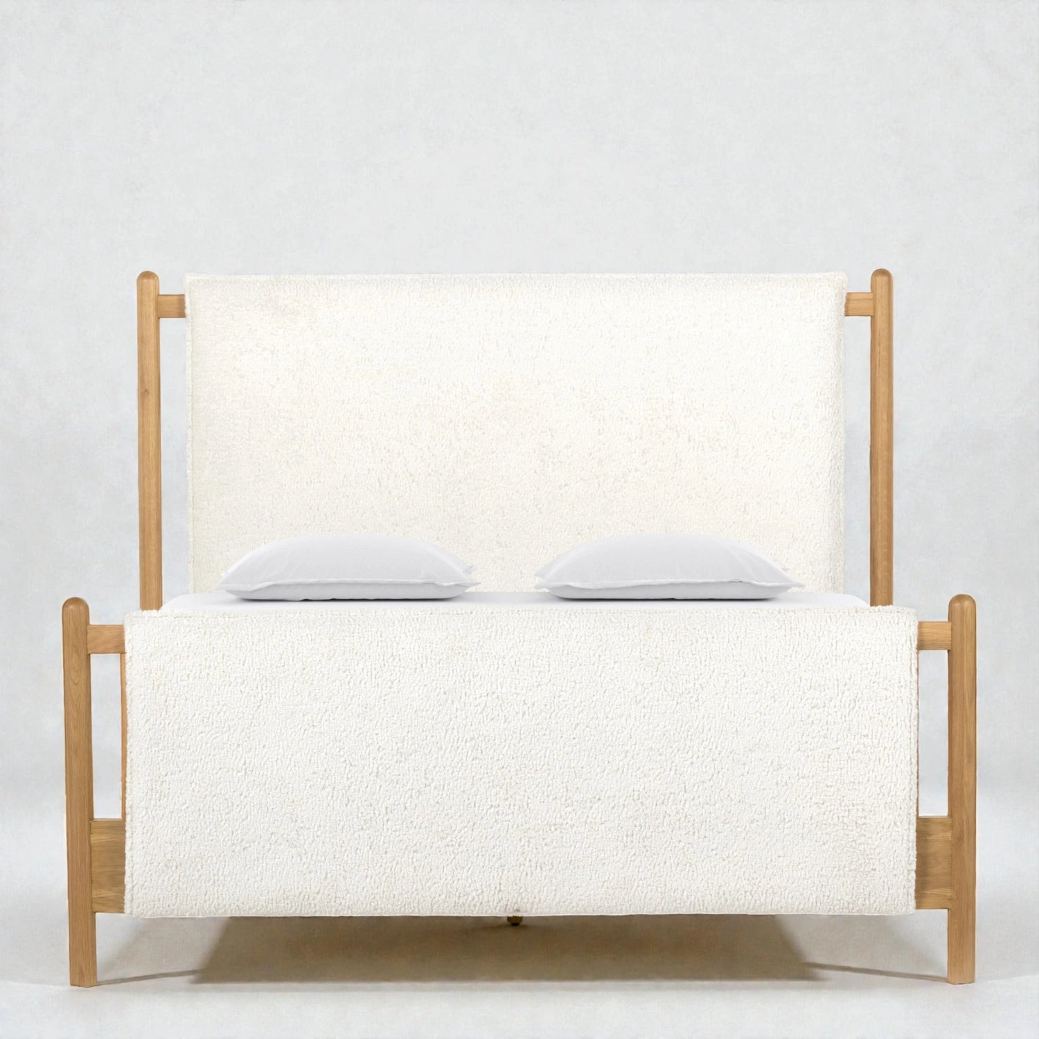 Fredrick Solid Teak Wood And Fabric Upholstery King Size Bed