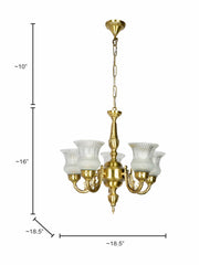 Usha 5 Light Antique Brass Chandelier