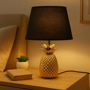 Silver Pineapple Table Lamp with Fabric Shade | Decorative Bedside Lamp