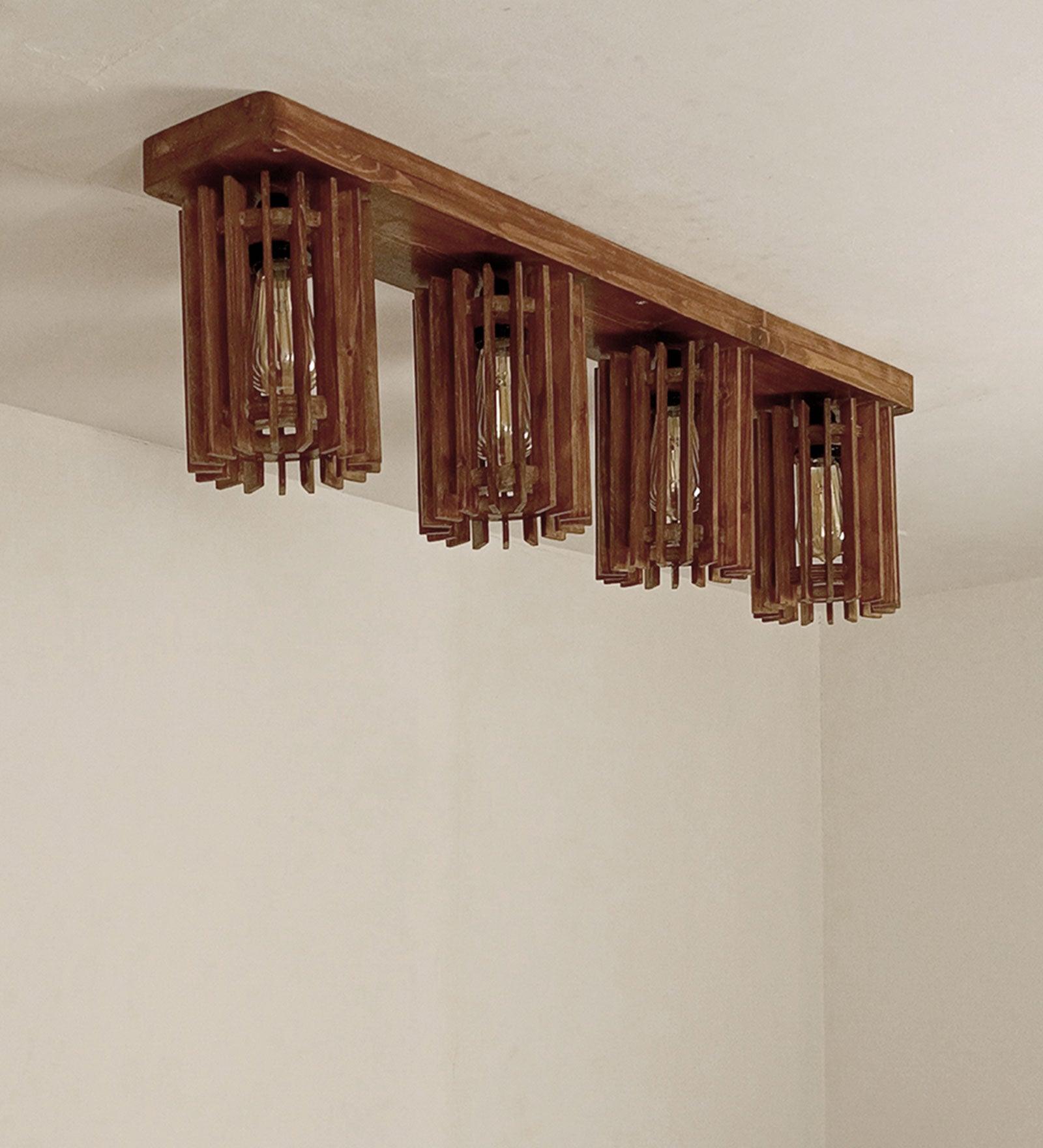Ventus Brown Wooden 4 Series Ceiling Lamp