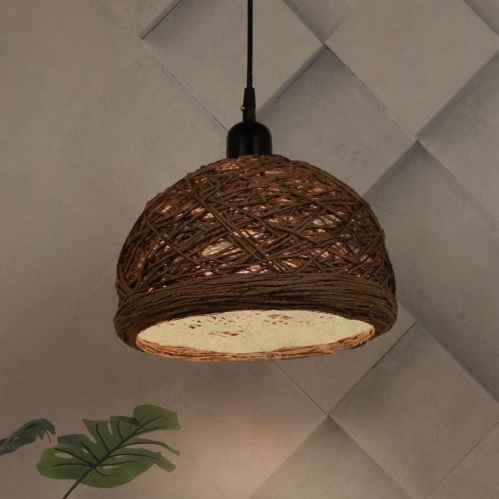 Bowl Shaped Modern Pendant Light Brown Ceiling Hanging Light Lamp
