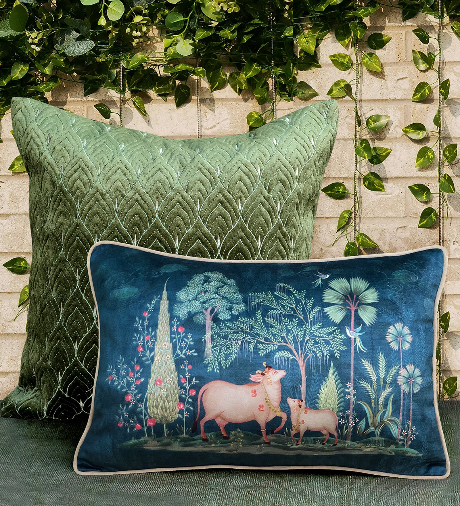 Preetier Pichwai Slim Cushion Cover – Pillow Sham, 12 x 18