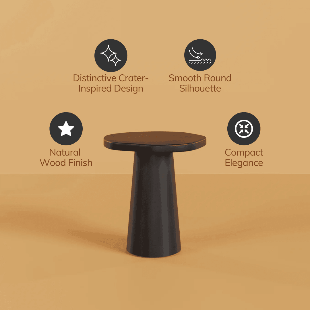 Crater Round Side Table for Living Room | Solid Mango Wood End Table For Hall