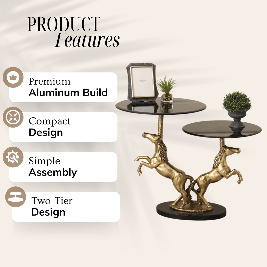 Majestic Stallion End Table | Designer Sofa Side Table | Luxurious Centerpiece for Living Room