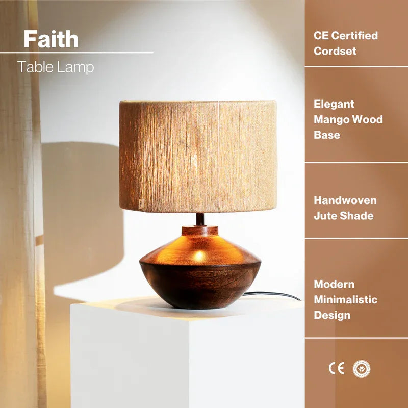 Faith Jute Table Lamp | Study Table Lamp, Table Lamps for Living Room