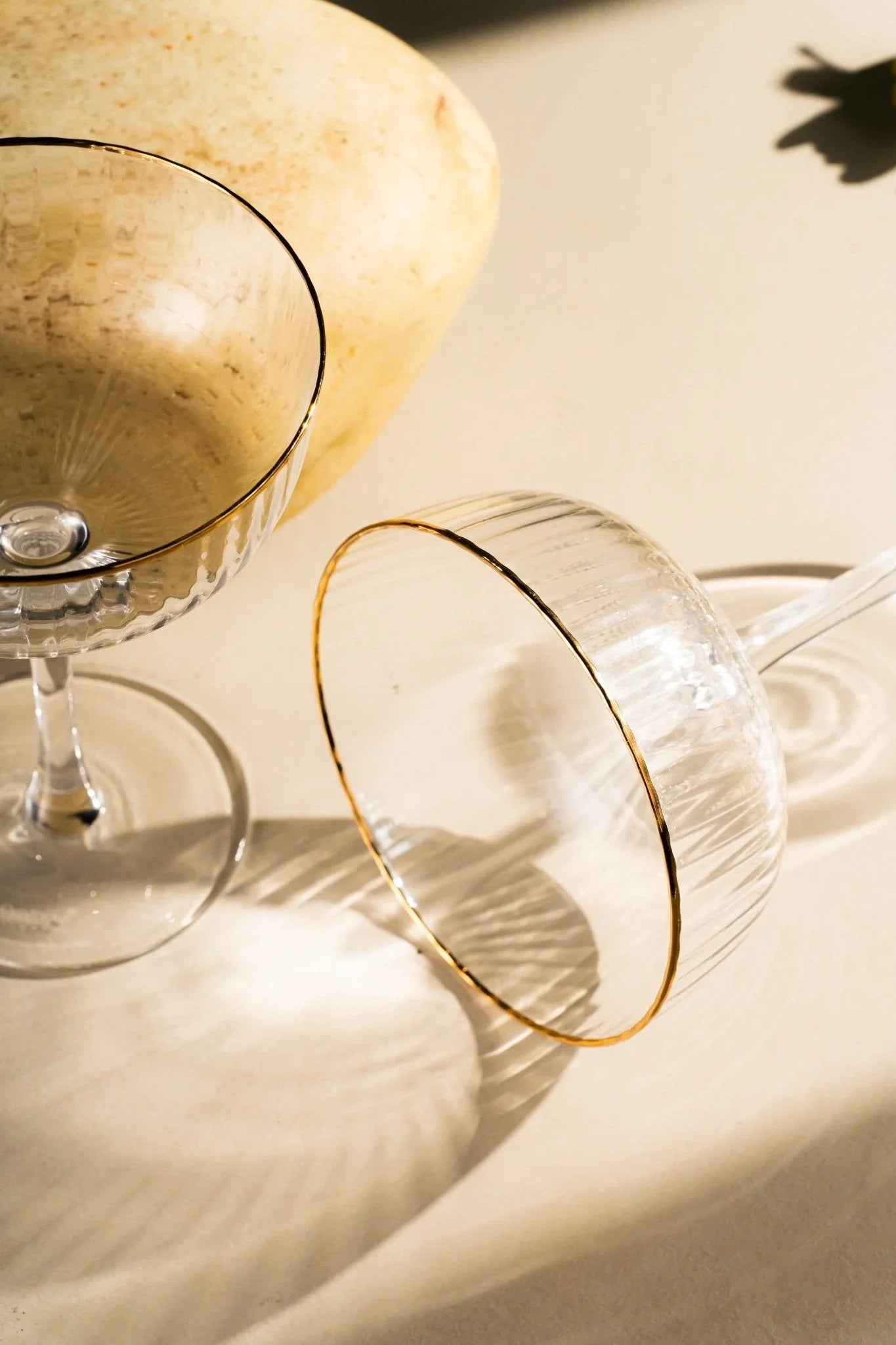 Clear Martini Glasses with Golden Rim Set of 4 - Premium Glassware