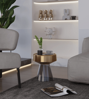 Martini Glass Accent Table |  Cocktail Glass Designer Sofa Side Table for Living Room | Round Side Table