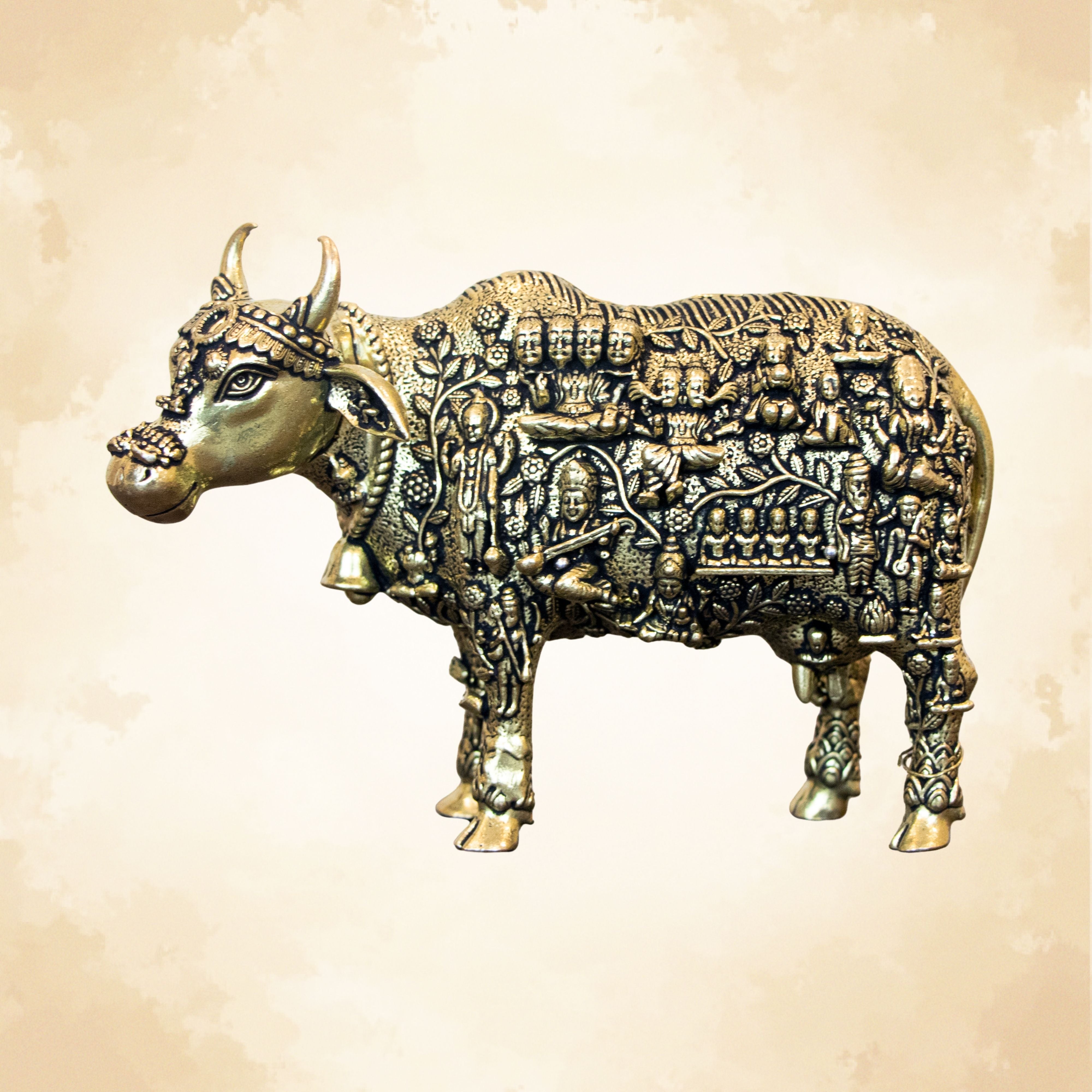 Brass Kamdhenu Cow Statue | Vastu Kamadhenu Idol for Wealth, Prosperity & Positive Energy