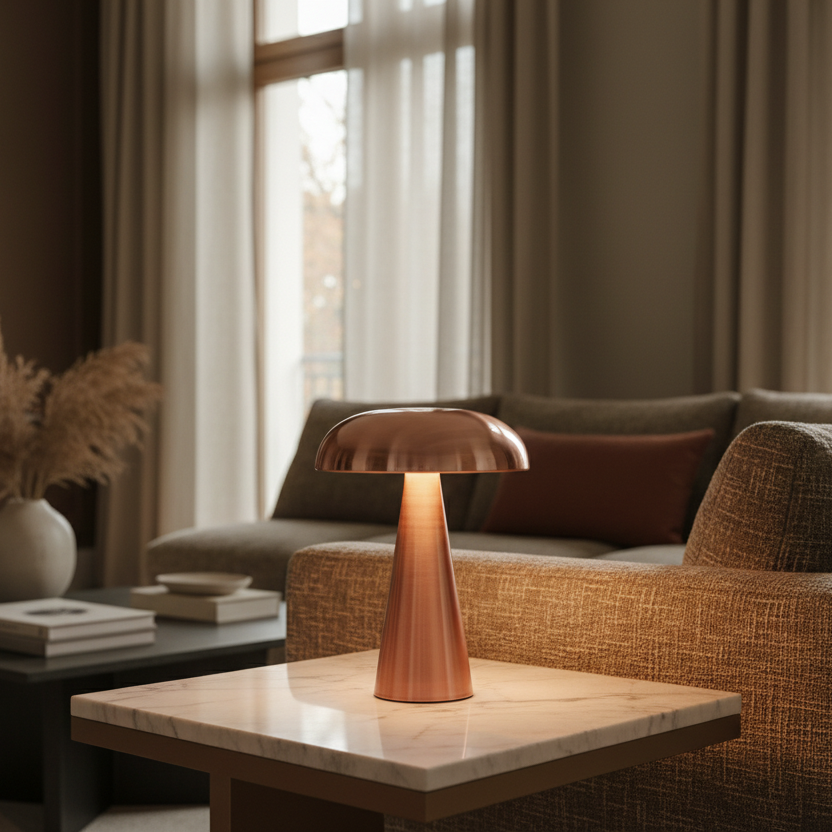 Porcini Wireless LED Table Lamp for Living Room | Rechargeable Touch Dimmable Bedside Lamp