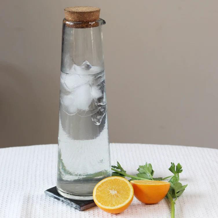 Transparent Glass Water Bottle with Cork | Carafe with Lid For Kitchen & Serveware