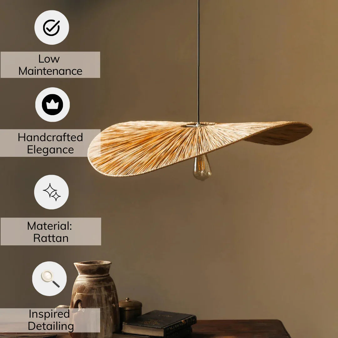 Luxurious Grass Wave Hanging Lampshade | Rattan Pendant Light For Office & Home