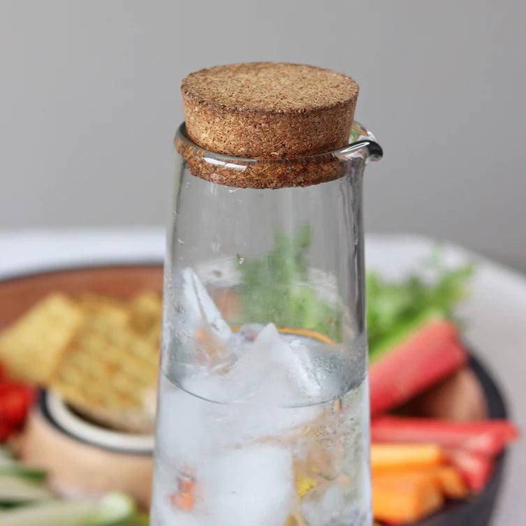 Transparent Glass Water Bottle with Cork | Carafe with Lid For Kitchen & Serveware