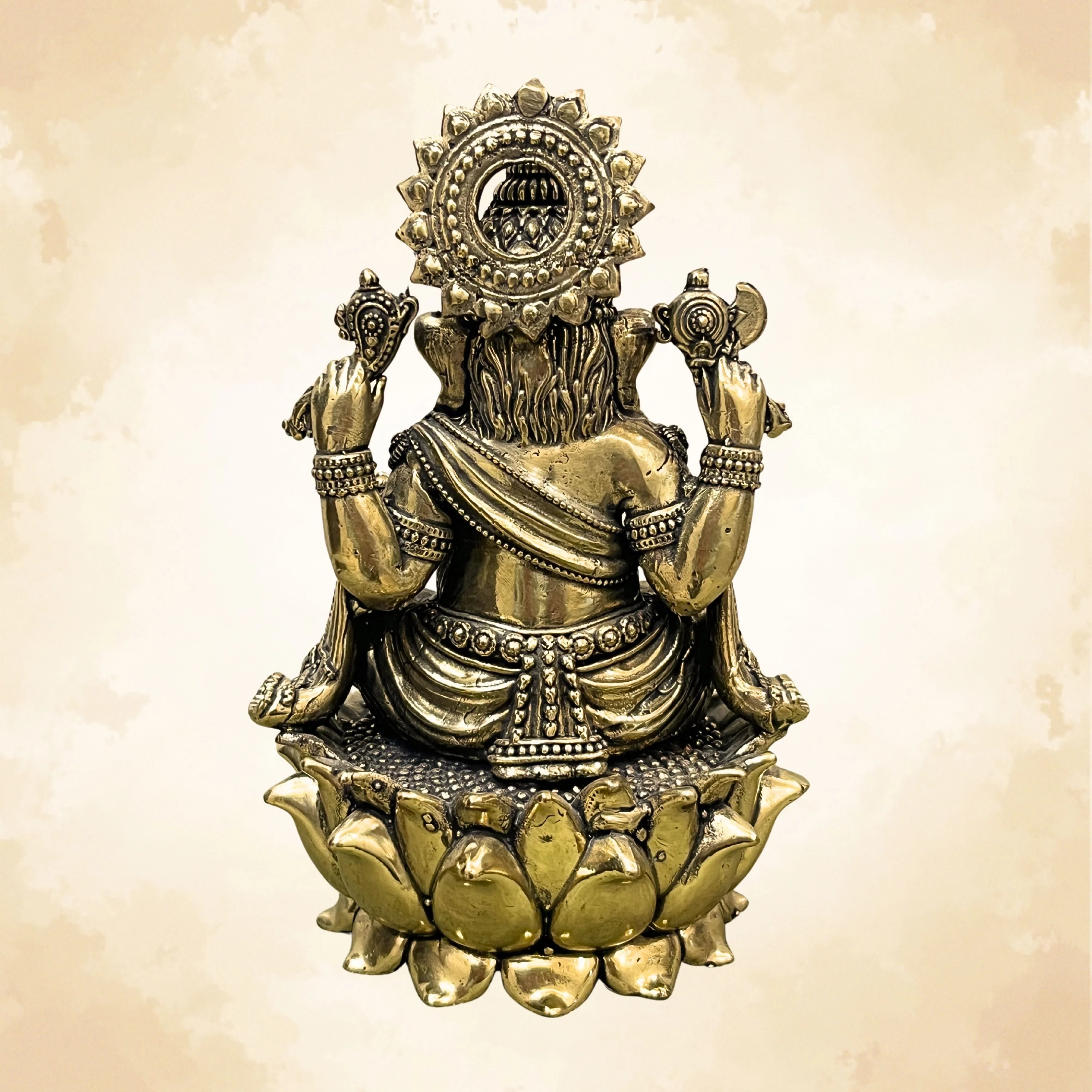 Pure Brass Ganesh Ji on Lotus | Vastu Ganpati Idol for Home & Office