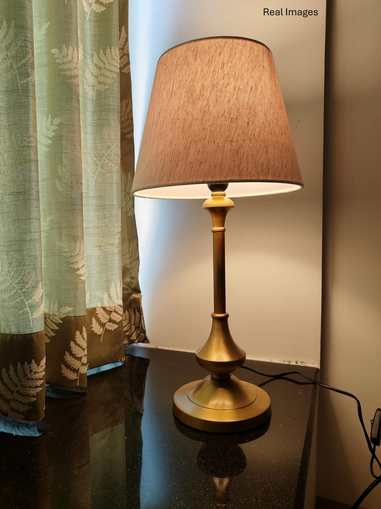 Brass Table Lamp with Off White Lampshade For Living Room | Bedroom Table Lamps
