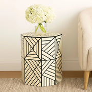 Resin Inlay Geometric Monochrome Side Table