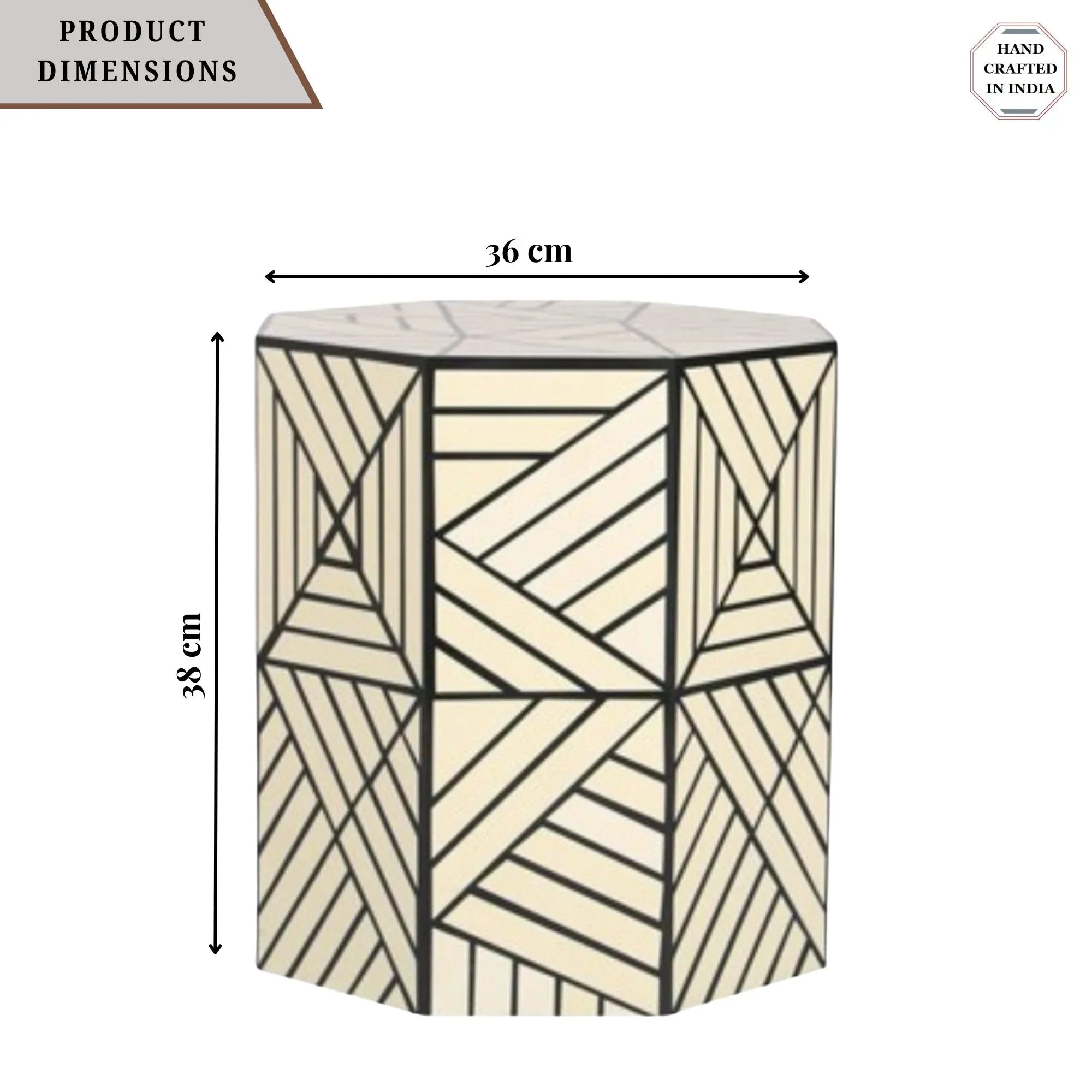 Resin Inlay Geometric Monochrome Side Table