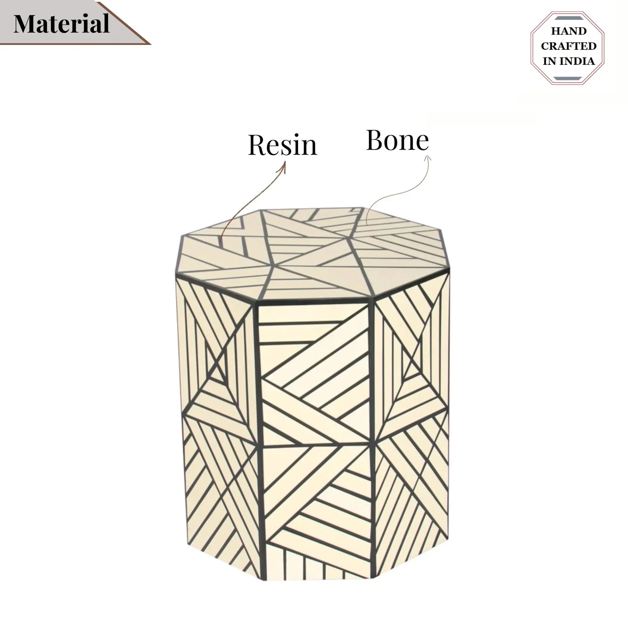 Resin Inlay Geometric Monochrome Side Table