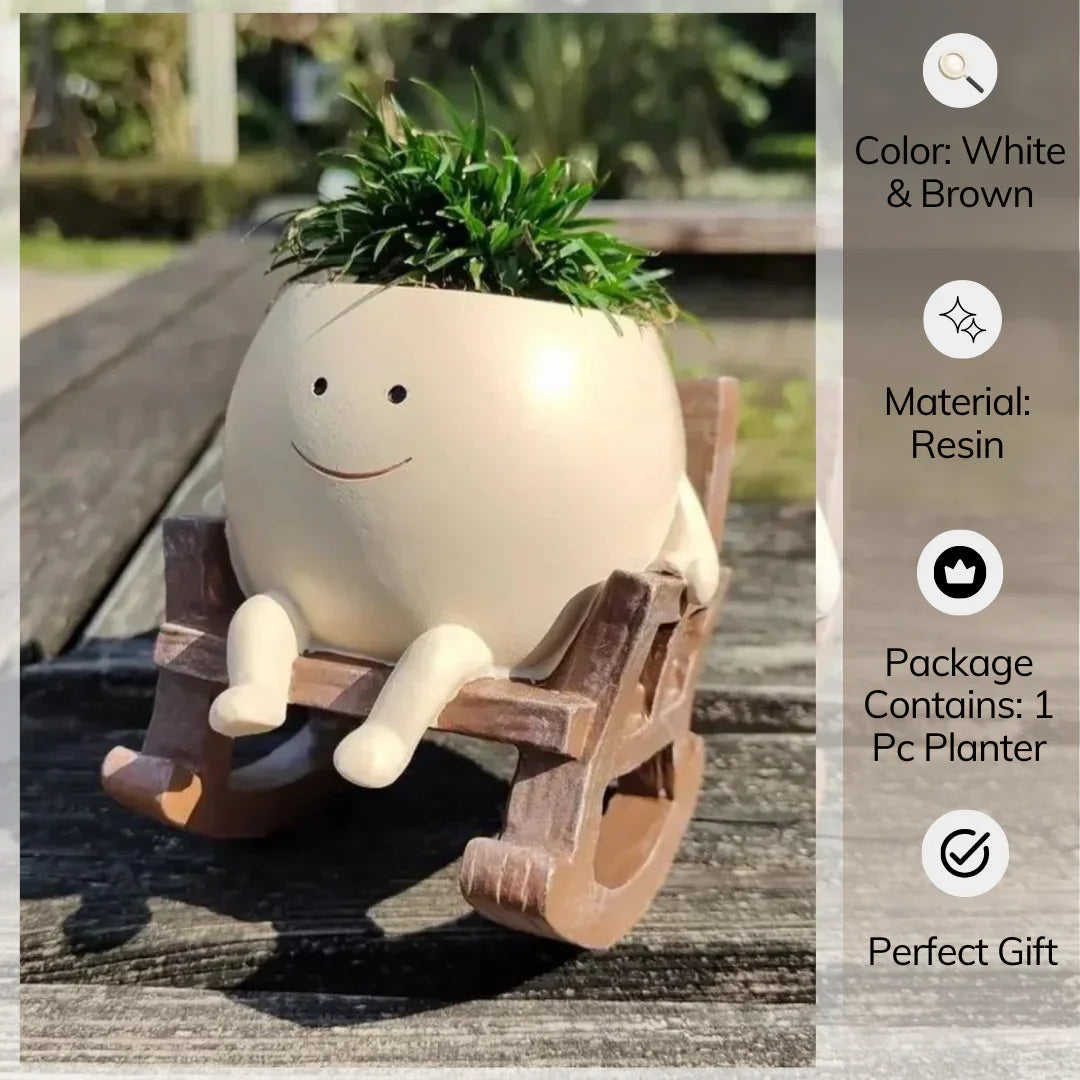 Swing Planter on Chair | Cute Flower Pot for Indoor and Outdoor Decor | Resin Small Planter
