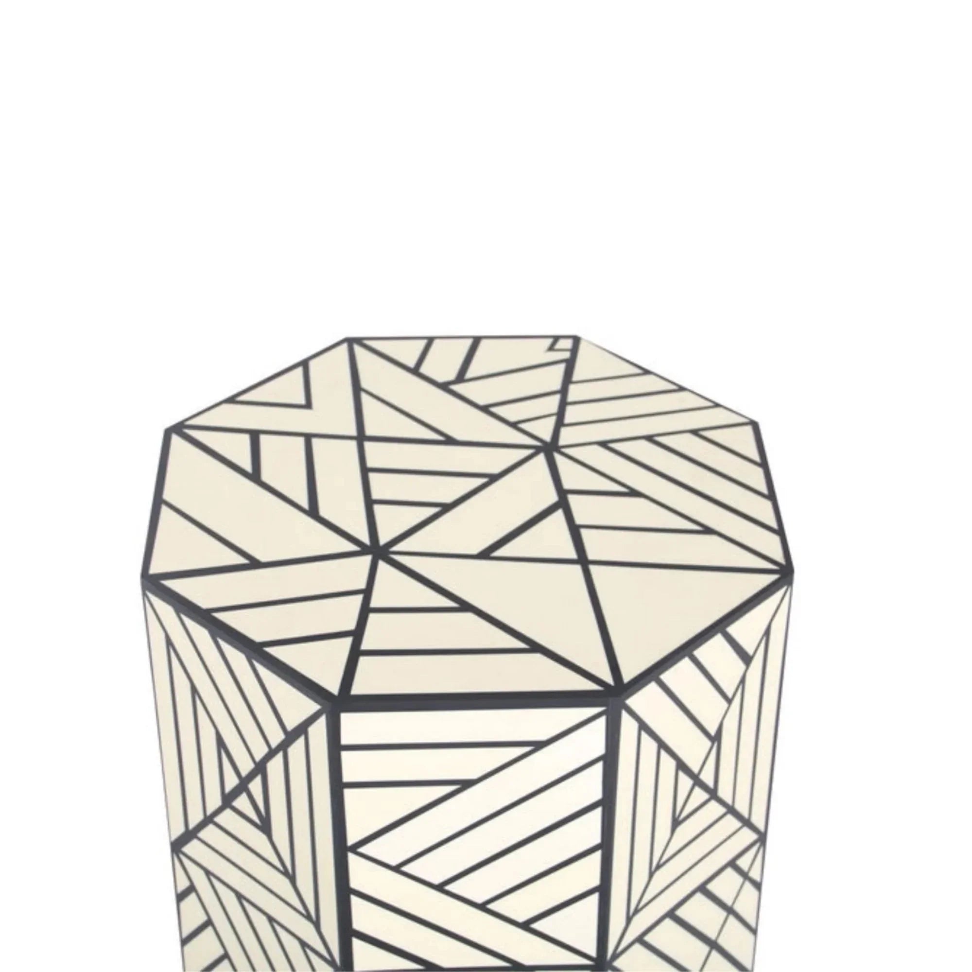 Resin Inlay Geometric Monochrome Side Table
