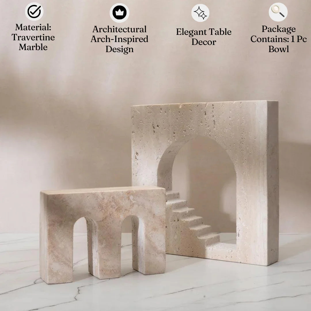 Travertine Architectural Artifact for Table Decor | Showpieces for Bedside Table