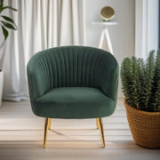Green Cocooned Pattern Velvet Accent Chair