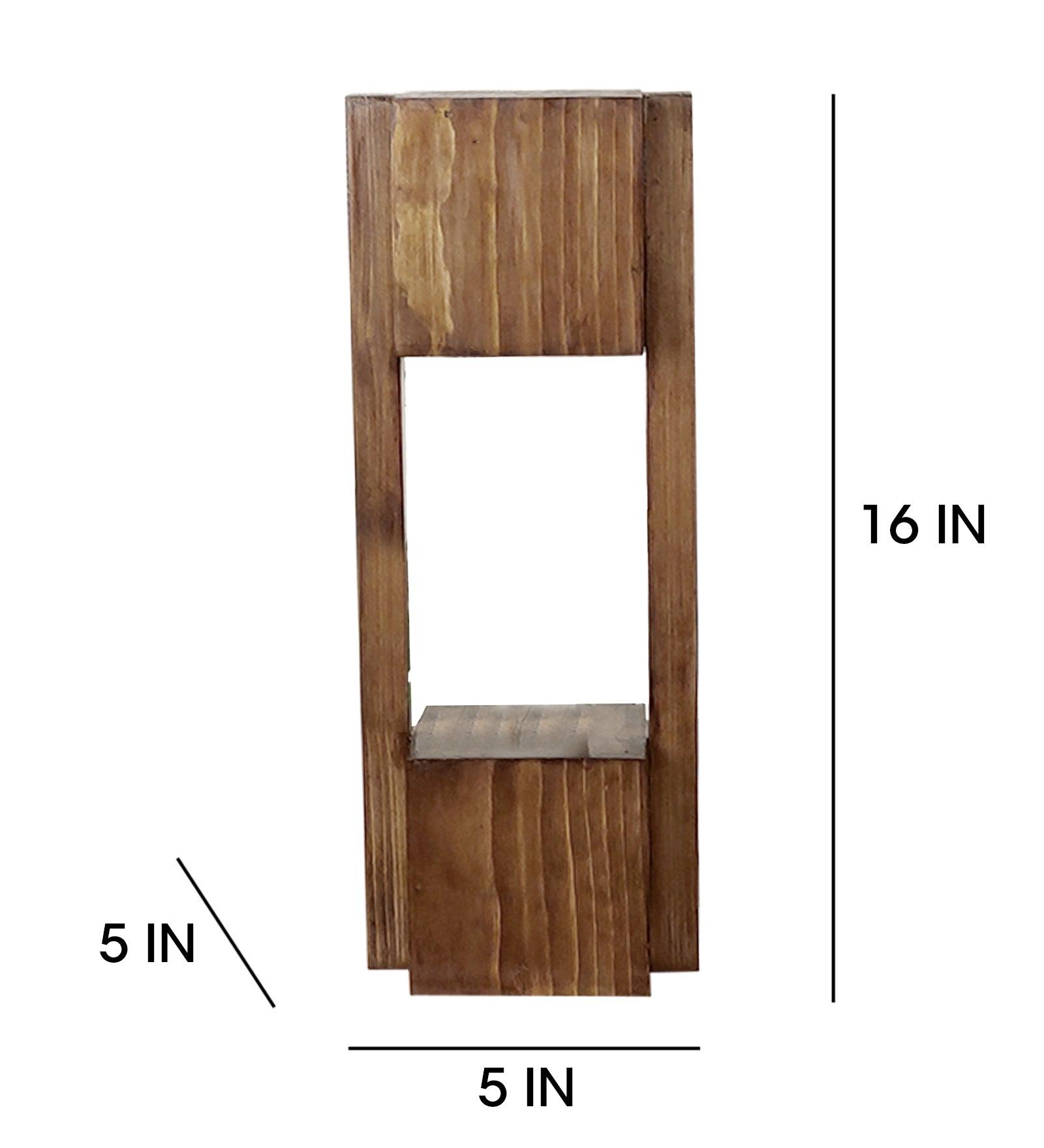 Focus Wooden Table Lamp with Brown Base | Study Table Lamp for Living Room