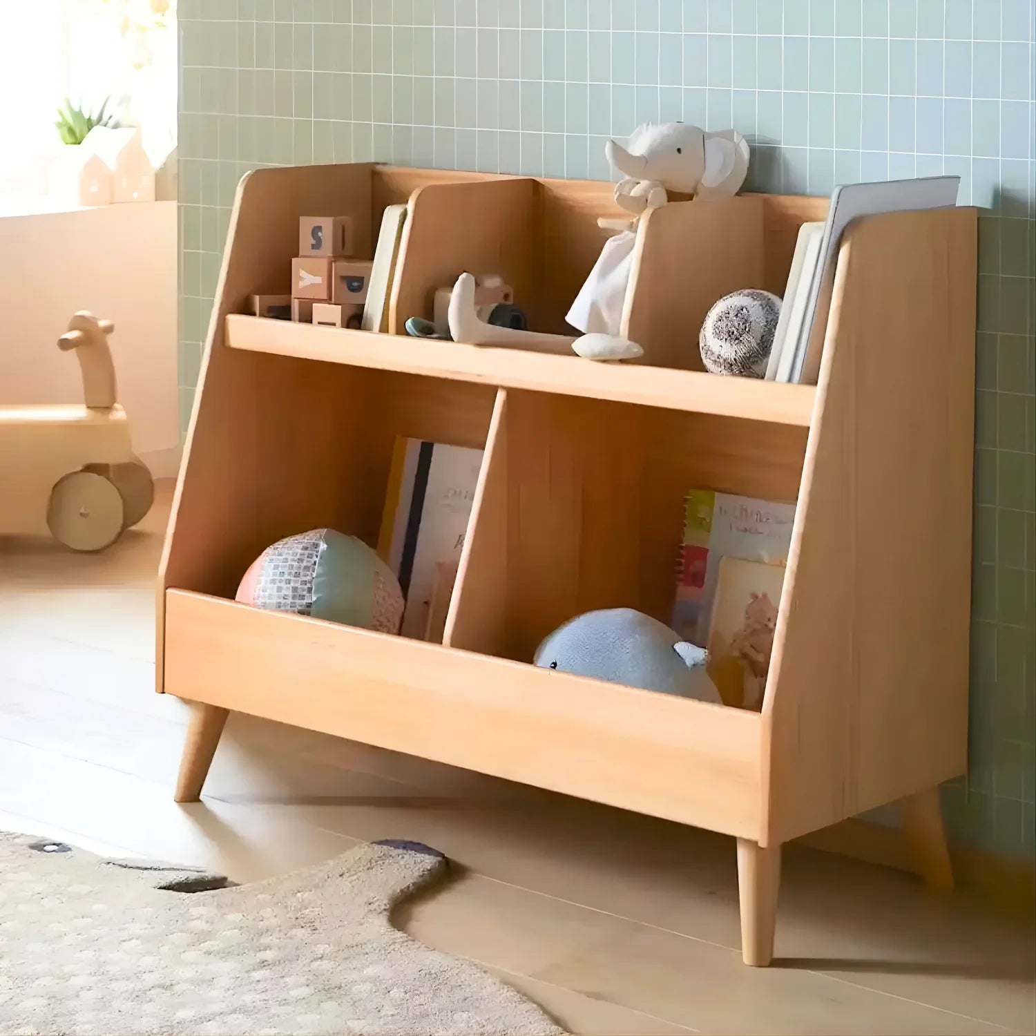 Stylish Bookshelf Open Bookcase, for Baby Books Space-Saving Storage
