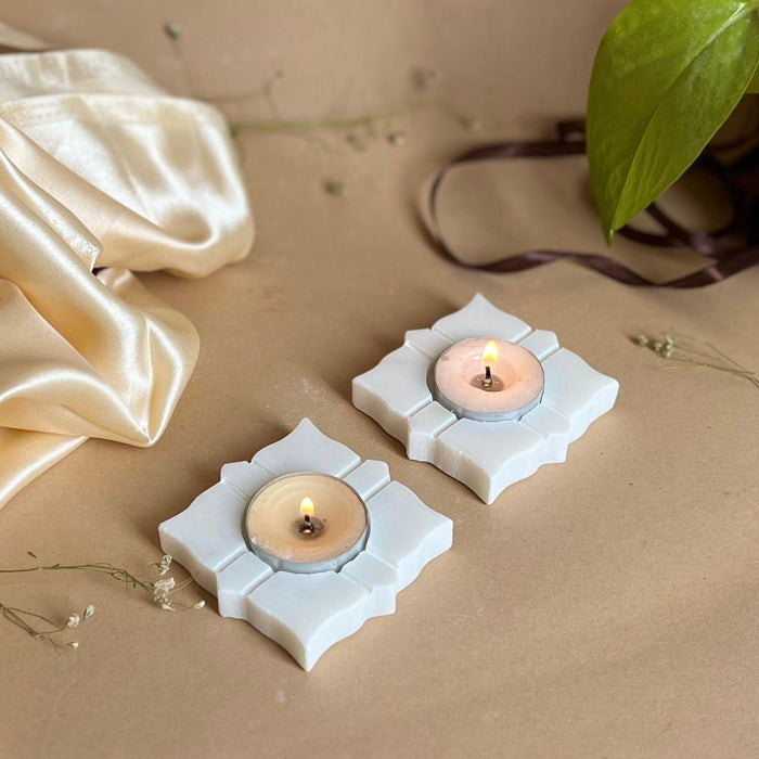 Design Marble Tea Light Holder Set of 2 | Candle Holder Stand