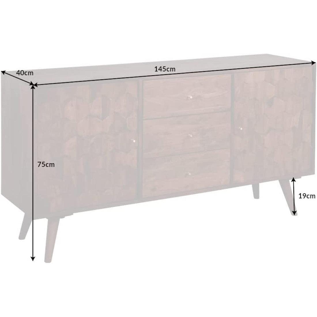 Sheesham Wood Geneva Sideboard With Three Drawer  (Honey Finish)