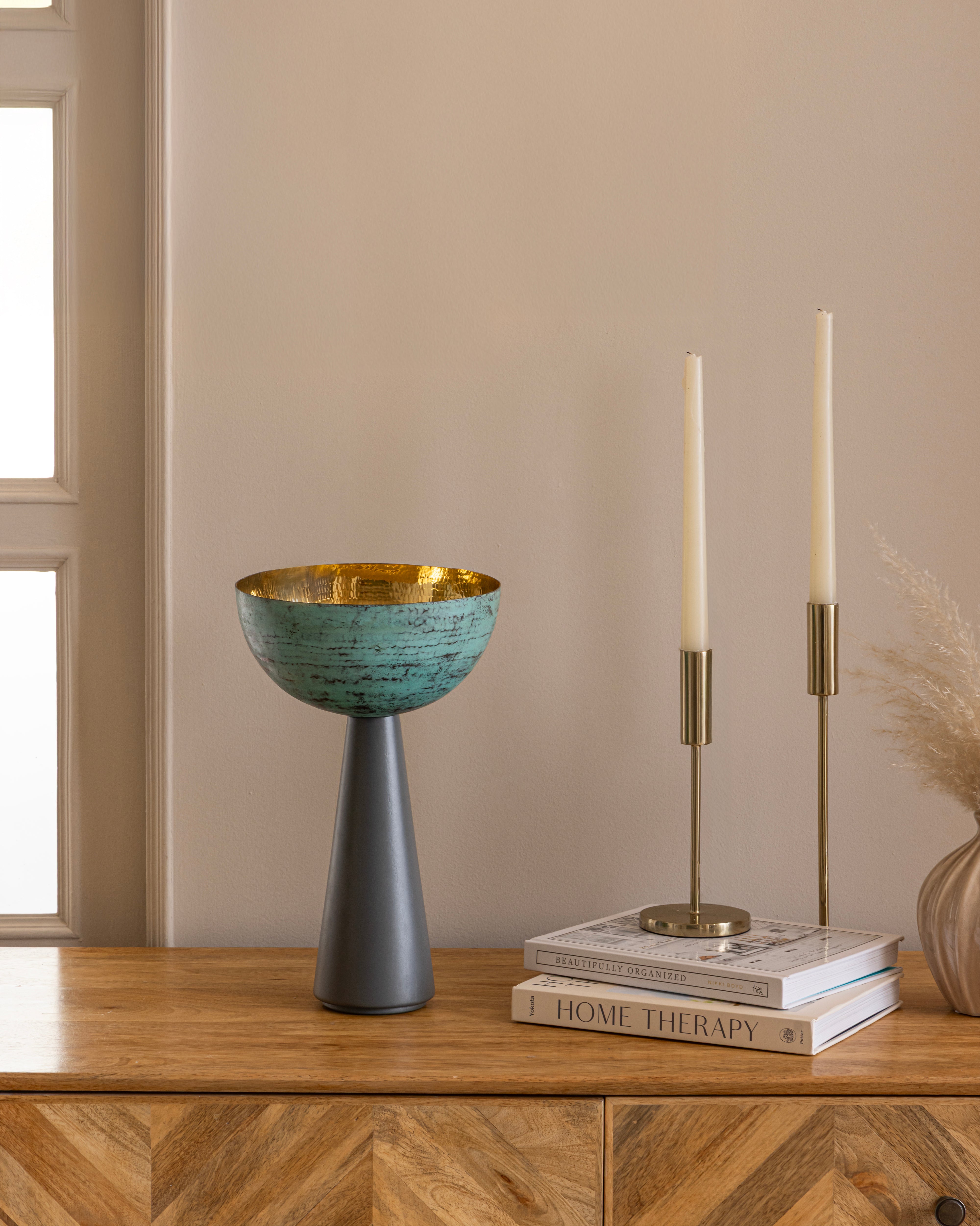 Goblet Uplighter | Brass And Wood