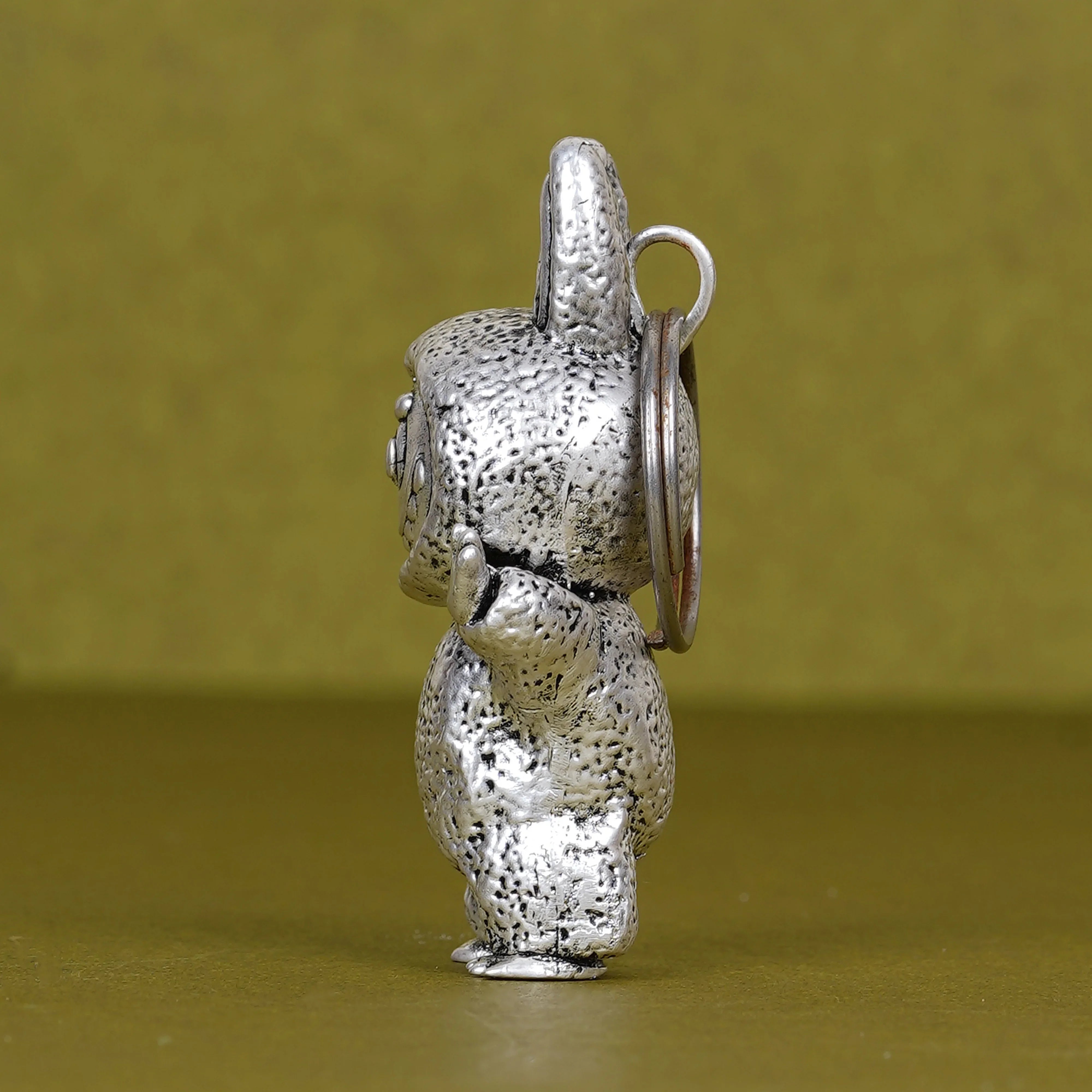 Elegant Labubu Silver-Plated 3D Keychain