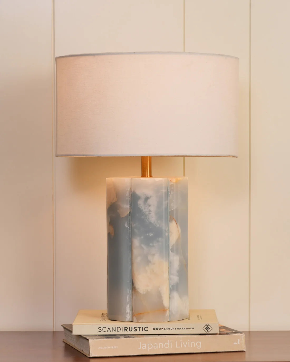 Sola - Blue Onyx & Linen lampshade | Table Lamp