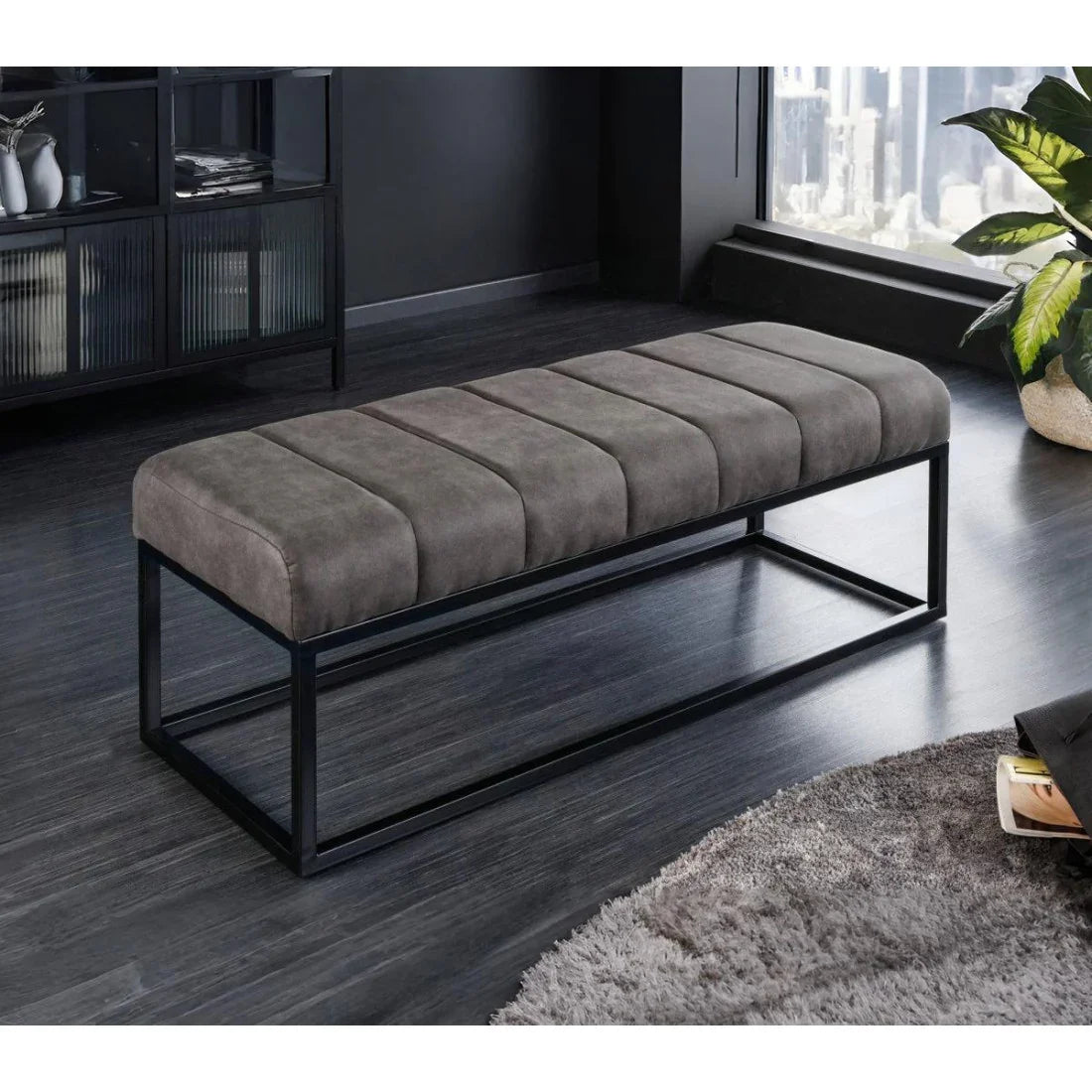 Fresno Long Ottoman Cum Bench | Hallway Bench | Dining Bench | Extra Seating (Ruddy Pink)