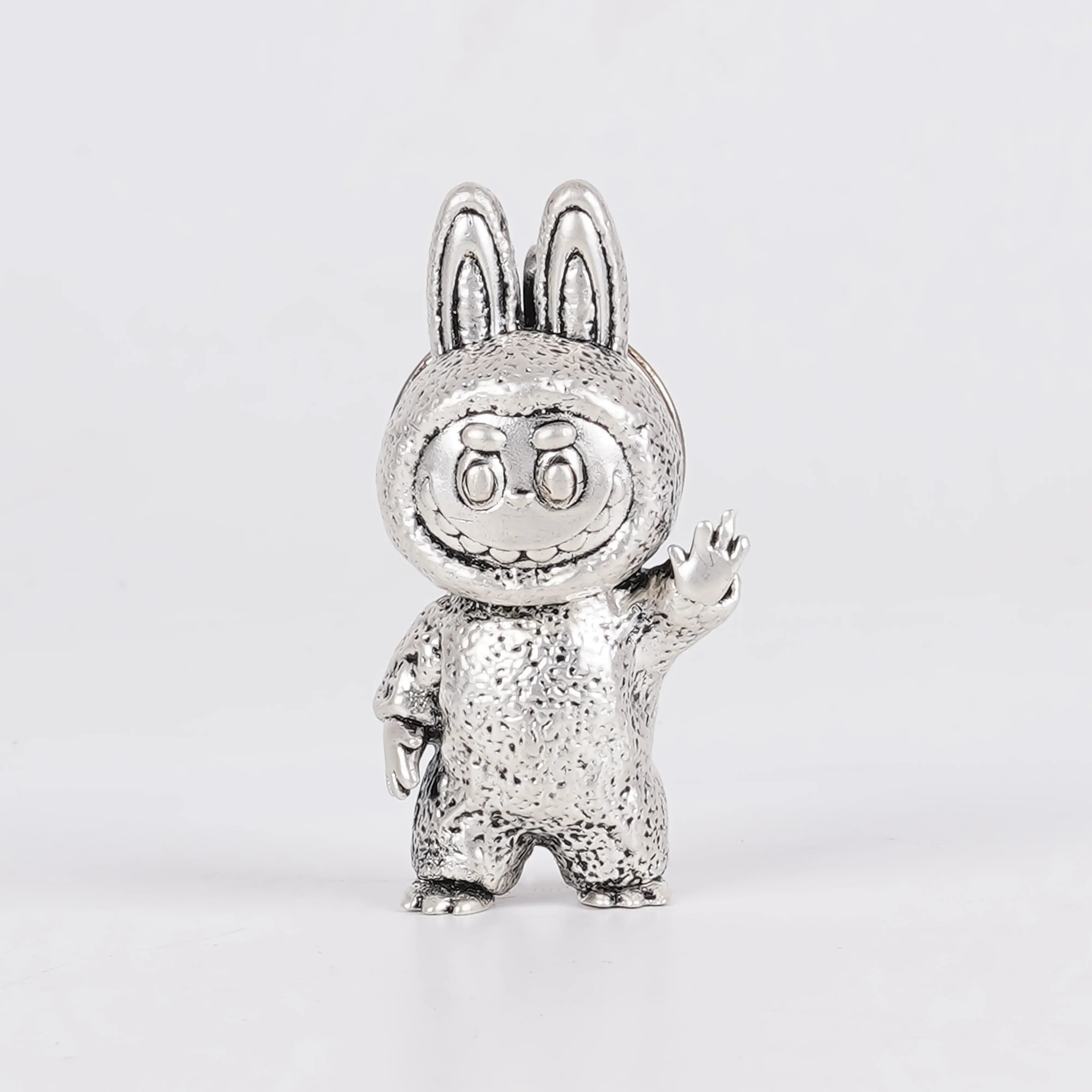 Elegant Labubu Silver-Plated 3D Keychain