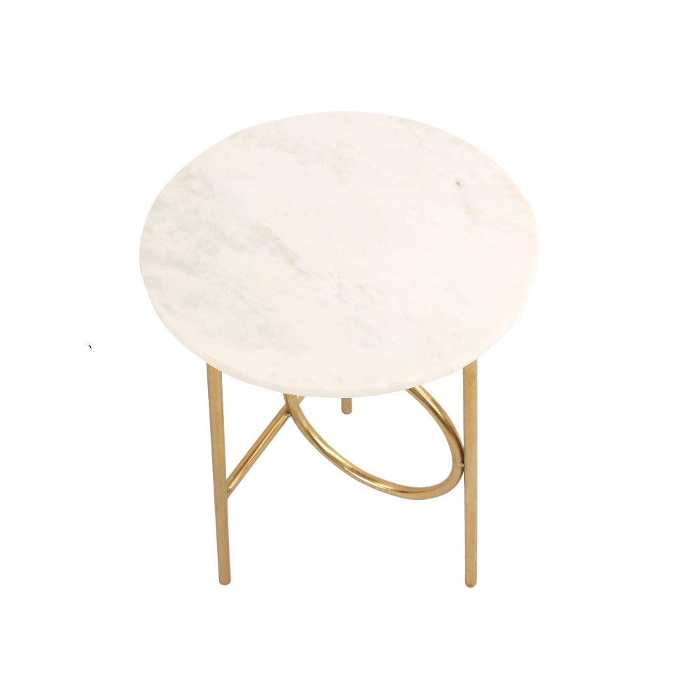 Waves Marble Top End Table | Sofa Side Table for Living Room | Corner Table | Bedside Table