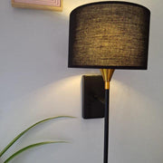 Drum Black Cotton Shade With Metal Base Plate Wall Light