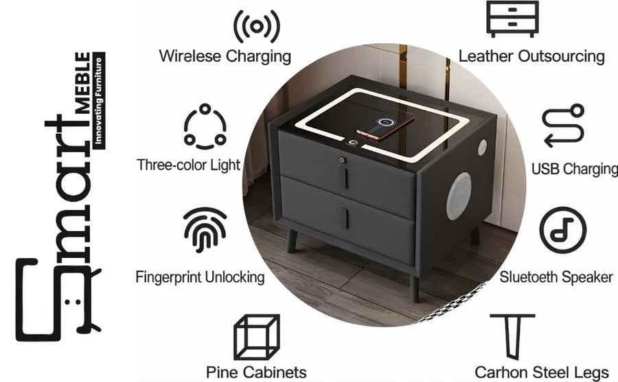 Smart Bedside Table with speaker and charger