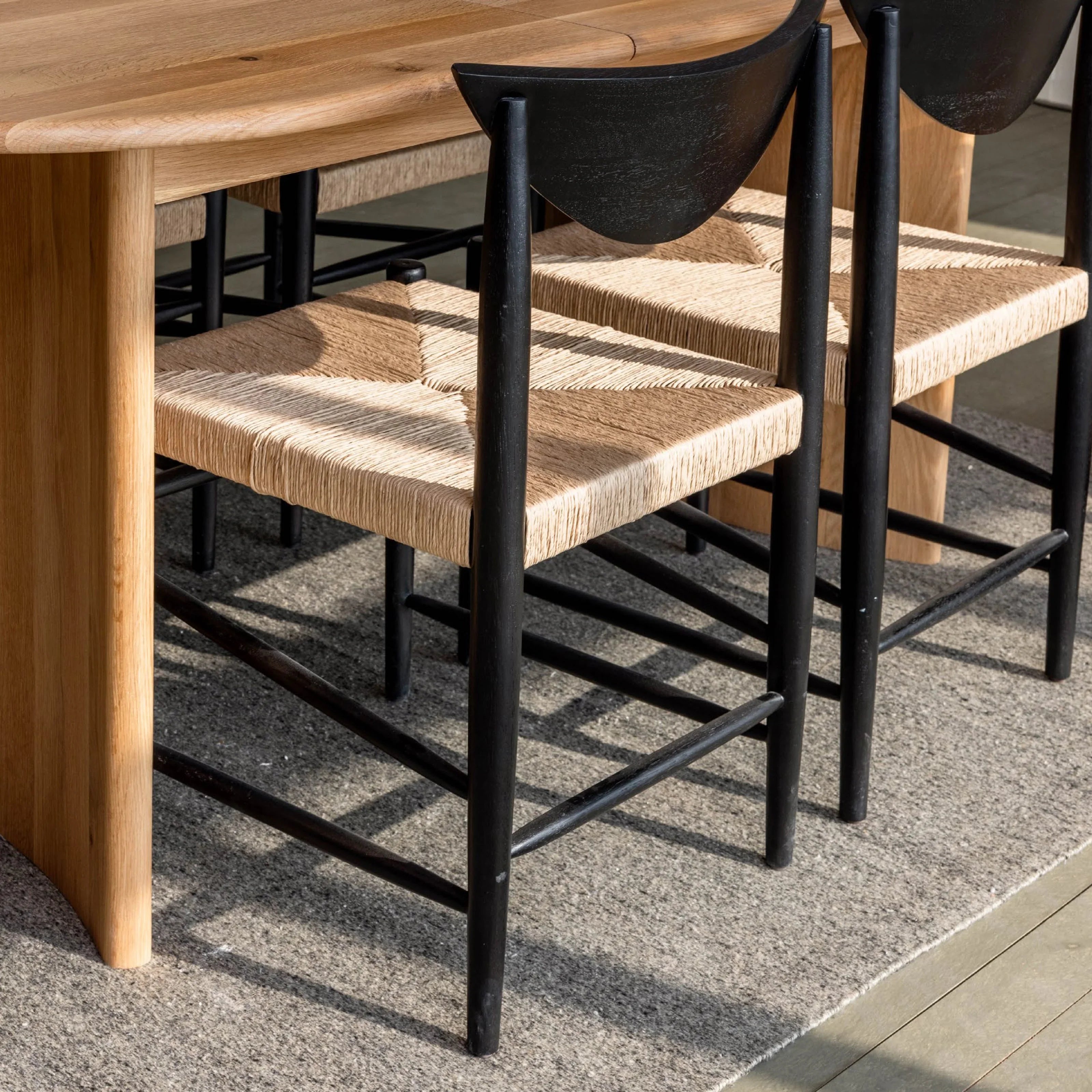 Saanra Designer Dining Chair | Mango Wood Chair with Upholstered Seat with Black Wire Brush Finish