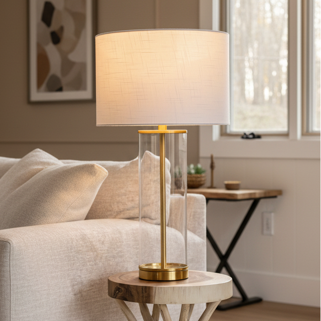 Silva Glass Column Table Lamp